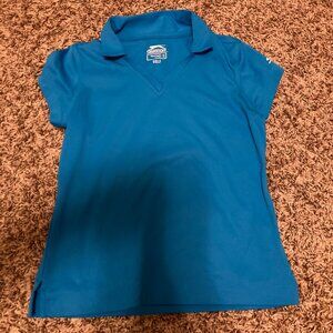 Slazenger Golf Polo Shirt Girls Small Turquoise Blue Short Sleeve Collared